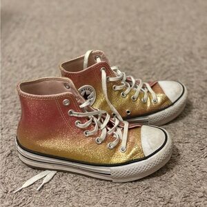 Converse Kids Glittery Gold and Pink Sneakers